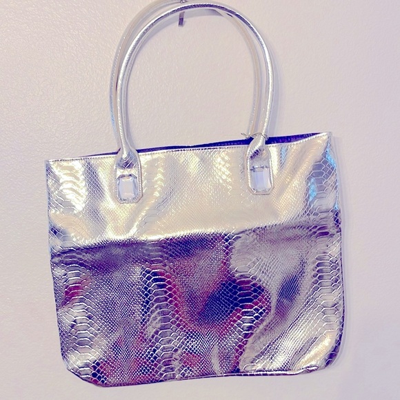 Silver Snake Tote “White Diamonds” New - Picture 3 of 4
